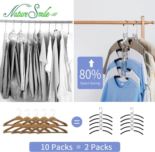 Miniatura 3 de Nature Smile Perchas de ropa para suéter sin hombros, múltiples capas, ahorro de espacio, para camisetas y blusas, (paquete de 2 unidades)