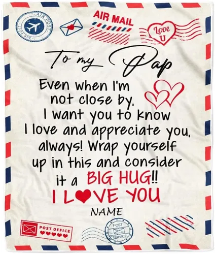 Miniatura 16 de Manta de forro polar personalizada con texto en inglés «To My Grandad» de Grandkids I Love You Hugs con texto en inglés «To My Grandad»