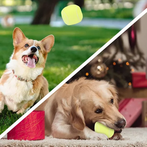 Miniatura 4 de Pelotas interactivas para perros, paquete de 2 pelotas de felpa chirriantes para perros, pelota de tenis, rugby para perros, pelota de juguete