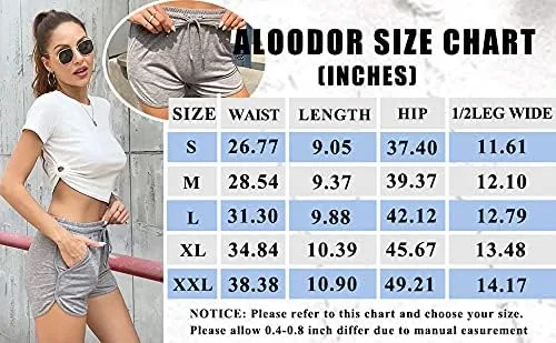 Miniatura 5 de Aloodor - Pantalones cortos deportivos para mujer con bolsillos y cordón