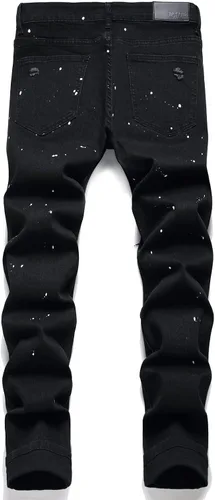 Miniatura 3 de OIIIO Pantalón Elástico con Parche Rasgado para Hombre de Ajuste Regular