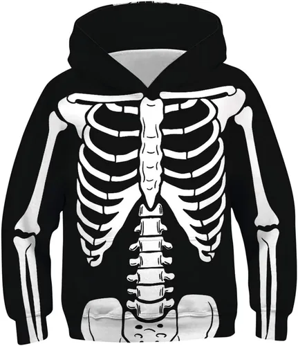 Uideazone Sudadera con capucha sin botones para niños y niñas con diseño gráfico 3D, con bolsillos de 6 a 16 años