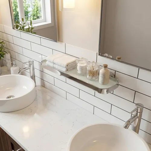 Miniatura 5 de Cortesi Home Milo - Estantería contemporánea de acero inoxidable para tocador, cromada, 16 pulgadas