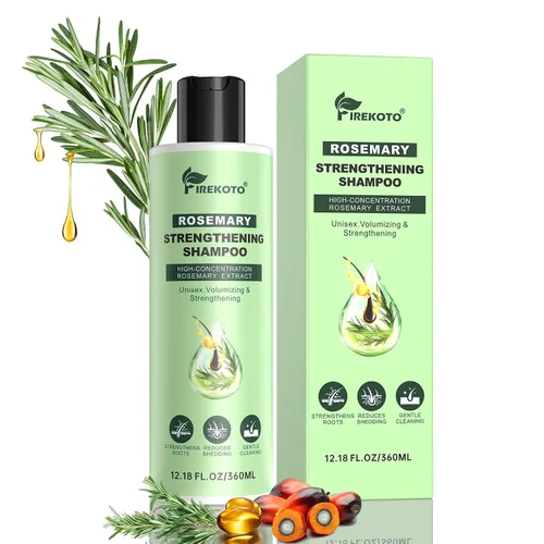 Champú orgánico para el crecimiento del cabello con romero y biotina, exfolia y previene la rotura, fórmula ligera, más completo, más fuerte, para
