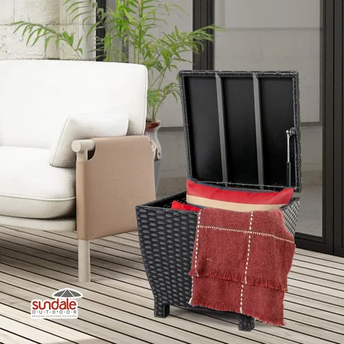 Miniatura 3 de Sundale Outdoor Caja de Almacenamiento Pequeña para Terraza con Tapa, Contenedor de Almacenamiento Exterior Pequeño de 13 Galones para Mangueras