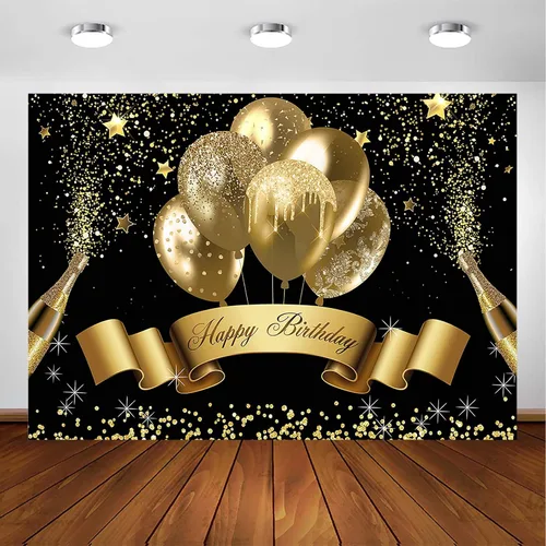 Avezano Telón de fondo de cumpleaños con globo dorado con purpurina para niñas y mujeres, pancarta de fiesta de feliz cumpleaños, fotografía de