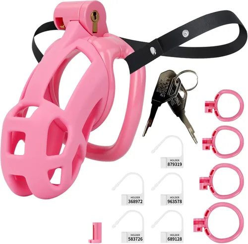 Miniatura 11 de Jaula de castidad masculina Astini con cinturón elástico y candado invisible - 4 anillos Diseño ligero de ajuste cómodo para uso a largo plazo, Negro