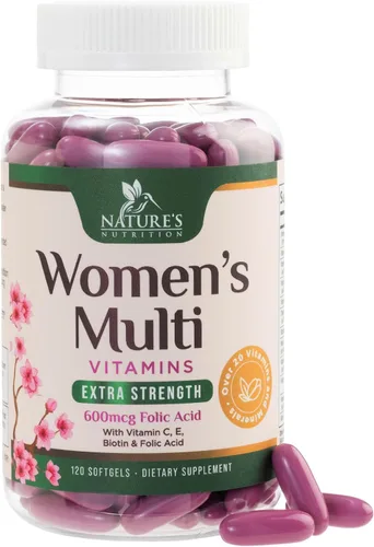 Miniatura 10 de Multivitamínico para mujer – Multivitaminas diarias completas para mujer con calcio, ácido fólico, vitamina A, C, D, E y vitaminas B, zinc y hierro