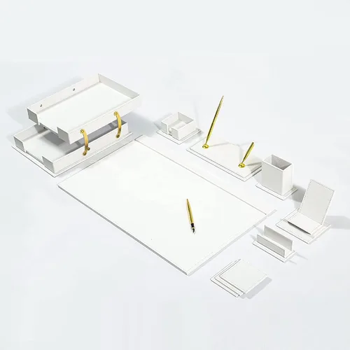MOOGCO Bonded Set - Accesorios de escritorio - Organizador de escritorio de cuero - Juego de cuero regenerado - Accesorios de escritorio de oficina