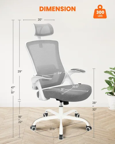 Miniatura 2 de NEO CHAIR Silla de oficina con respaldo alto, silla de malla, cómodo asiento de computadora para juegos con reposacabezas ergonómico ajustable, 2.