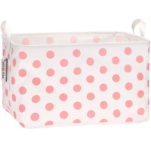 Sea Team - Contenedores cuadrados de tela de lona de 16.5 x 11.8 x 9.8 pulgadas, canastas organizadoras para habitación de niños y bebés Rosa