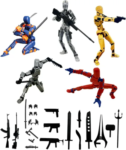 Miniatura 11 de Juego de 4 figuras de acción Dummy13 (ensamblaje completado), figura de acción impresa en 3D, regalo de juguete para niños, muñeco 13, robot 13, 4