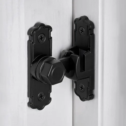 INIRET Pestillos de Puerta de Granero Negros, Cerradura de Puerta de 90/180 Grados de Aleación de Aluminio, Pestillo de Puerta de Ángulo Recto,