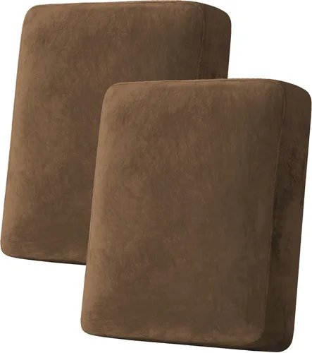 Miniatura 218 de H.VERSAILTEX - Funda de terciopelo elástica y afelpada para protección de cojines de sofá biplaza, silla o sofá, 2 piezas, tamaño grande, color gris