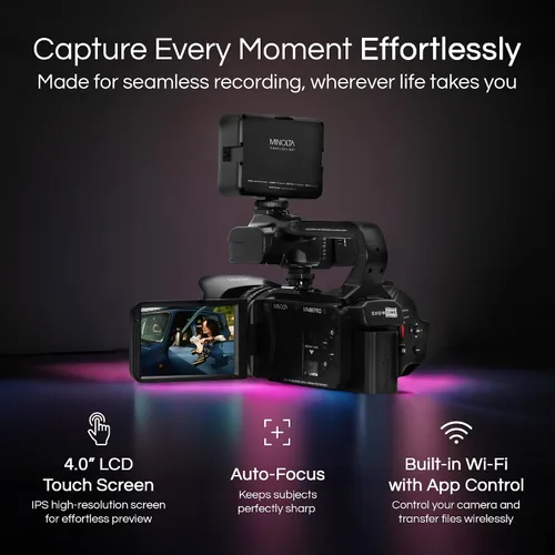 Miniatura 3 de Minolta Cámara de video de enfoque automático de 64 MP con micrófono y luz de video, pantalla táctil de 4 pulgadas, video 4K Ultra HD, zoom digital