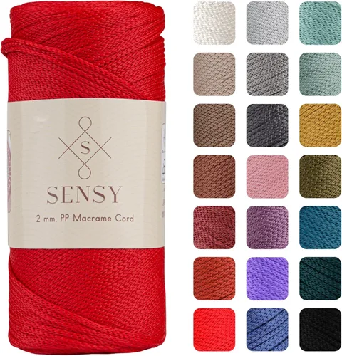 Miniatura 155 de Sensy Premium Cuerda de Poliéster de 2mm 251 Yardas Cuerda de Polipropileno 100% Cordón de Macramé 2mm Cordón para Bolsa de Ganchillo Cuerda