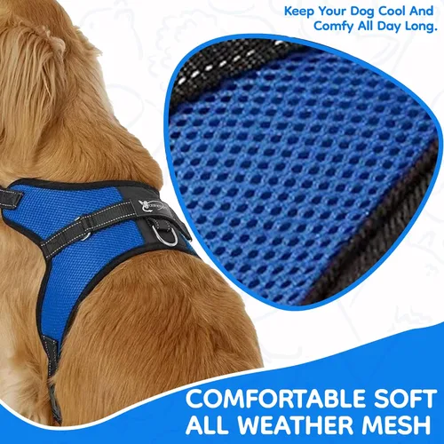 Miniatura 3 de Arnés ajustable reflectante para perro con asa evita tirones, XXS, Negro