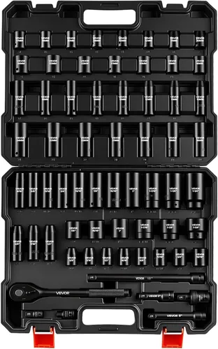 Miniatura 12 de VEVOR Juego de Llaves de Impacto 3/8" y 1/2", Juego de Llaves 59 Piezas SAE 5/16" a 1-1/4" y Métrico 6-32mm, Acero de Aleación Cr-Mo de 6 Puntos