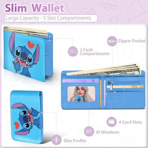 Miniatura 5 de Oqplog para billetera para dibujos animados, Amor azul Shidizai, Minimalista