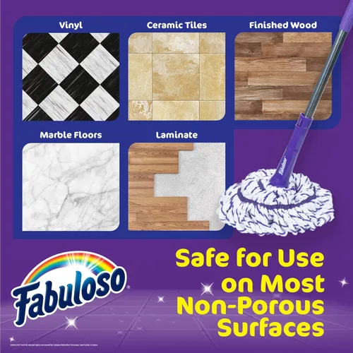 Miniatura 4 de Fabuloso Trapeador giratorio, trapeador de suelo autoescurrible con limpiador antiarañazos y cabezal lavable extraíble para sistema de limpieza