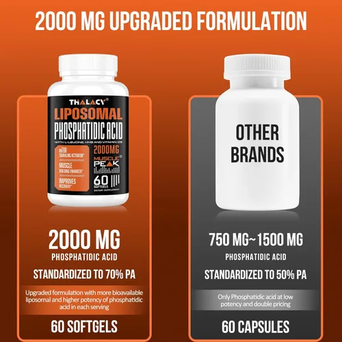 Miniatura 3 de 2000 mg de ácido fosfatídico liposomal (PA), suplementos de construcción muscular de alta absorción para hombres y mujeres Ganador de músculo