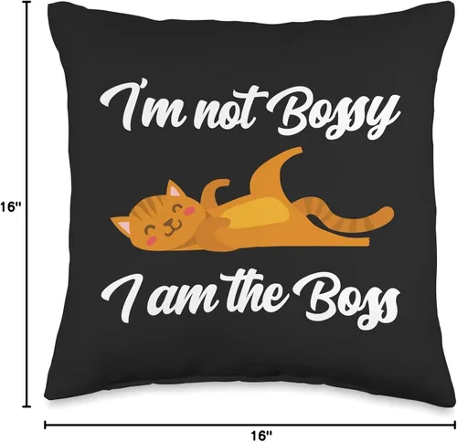 Miniatura 4 de I'm Not Bossy I Am The Boss Funny Job Cat Sarcasm I'm Not Bossy I Am The Boss Day Cat - Almohada divertida de humor para trabajo, oficina, 16 x 16