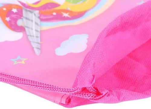 Miniatura 8 de Bolsa de recuerdo de fiesta de unicornio, paquete de 8 mochilas con cordón de unicornio como bolsas de regalo de fiesta, bolsas de dulces