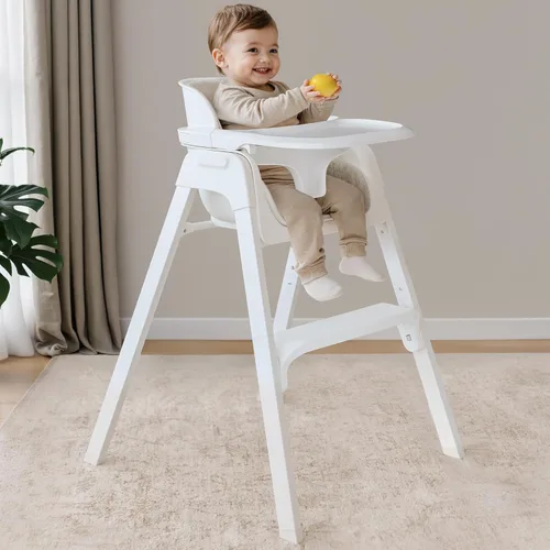 Miniatura 9 de Fodoss Silla alta convertible para bebé con bandeja desmontable, silla alta plegable para comer con cojín grueso, silla para Comer de Bebe Gris