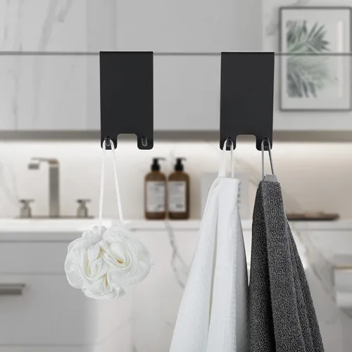 Miniatura 4 de Taozun Ganchos para puerta de ducha – Ganchos para toallas para baño de vidrio sin marco, gancho para escobilla de escobilla, gancho sobre vidrio