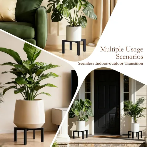 Miniatura 5 de Paquete de 2 soportes metálicos de 10 pulgadas para interiores y exteriores, taburetes resistentes para interiores, soportes modernos de mediados