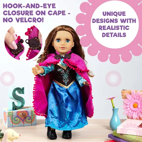 Miniatura 5 de Conjunto inspirado en la película Anna Frozen, 3 piezas, ropa y accesorios para muñecas de 18 pulgadas compatibles con muñecas American Girl, juego