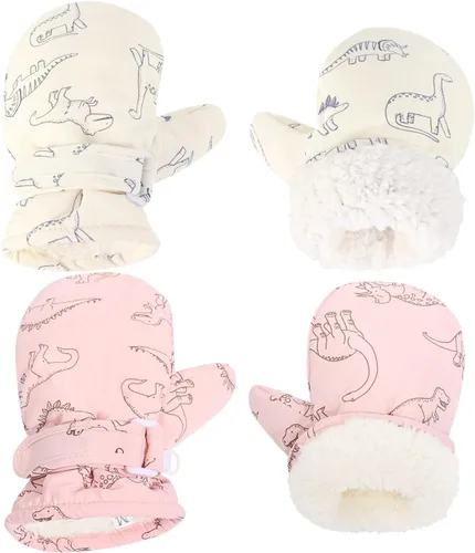 Miniatura 23 de Manoplas con forro polar para bebés, niños y niñas, guantes de invierno para niños pequeños, paquete de 2 pares
