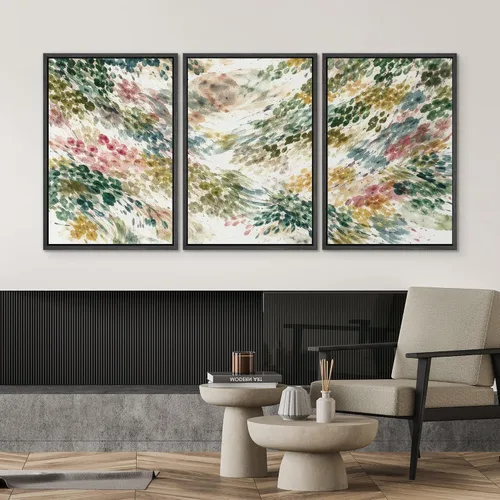 Miniatura 701 de SIGNWIN Lienzo enmarcado para pared, arte con pinceladas de flujo neutro en tonos beige abstractos, ilustraciones, arte moderno, decorativo