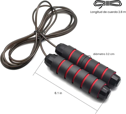 Miniatura 2 de BOOMIBOO Cuerda de Saltar, Cuerdas de Saltar Ajustables, Cuerda de Saltar Sin Enredos de Velocidad Rápida con Rodamientos de Bolas para Mujeres, Rojo