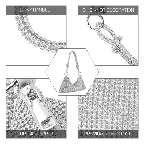 Miniatura 6 de Evening Bag Clutch Purses for Women, Rhinestones Purse, Sparkling Envelope Evening Bag with Detachable Chain