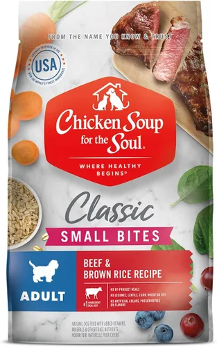Chicken Soup for The Soul All Natural Premium Small Bites - Alimento seco para perros adultos, primer ingrediente de carne real, sin subproductos,