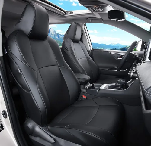 Miniatura 11 de Fundas de asiento RAV4 de ajuste personalizado, piel sintética impermeable para Toyota RAV4 2013-2018 (beige)