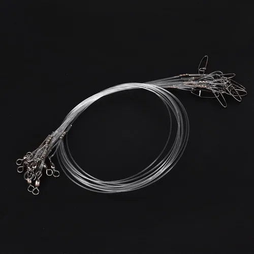 Miniatura 6 de Líderes de pesca de fluorocarbono 100% de 50 libras, 10/20 unidades, agua salada/agua dulce, línea líder de fluorocarbono de 20 pulgadas con giro