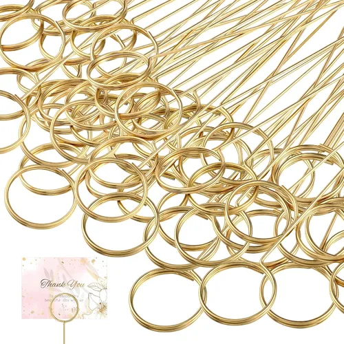 Hotop Juego de 30 tarjeteros florales con púas de alambre de metal para colocar tarjetas de 13.4 pulgadas, soporte para fotos y notas, clip redondo