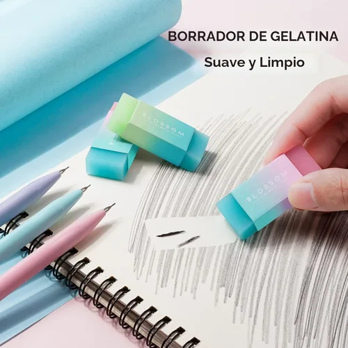 Miniatura 3 de Four Candies Bonito juego de lápices mecánicos, 6 lápices mecánicos pastel de 0.5 y 0.7mm con 360 minas HB, 3 borradores y 9 repuestos de borrador