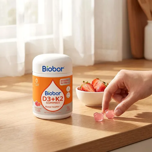 Miniatura 7 de Biobor Gomitas naturales de vitamina D3 K2, 5000 UI de vitamina D3 y 100 mcg de vitamina K2 (MK-7), apoya los huesos saludables, suplemento de salud