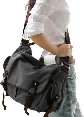 Miniatura 9 de [Actualizado] Bolso mensajero de lona vintage de 13, 15.6 y 17 pulgadas, bolso de hombro grande para computadora portátil, para mujeres y hombres