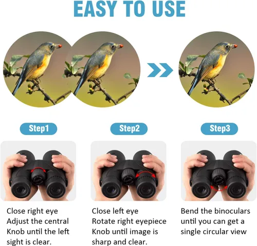 Miniatura 5 de Prismáticos de 10 x 42 para adultos, binoculares profesionales de alta definición BAK4 con lente de prisma para observación de aves, caza, viajes