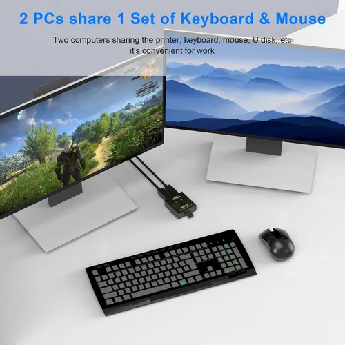 Miniatura 2 de eKL Selector de interruptor USB 3.0, 2 ordenadores que comparten 1 USB periférico mouse teclado impresora escáner con 2 cables USB A a B