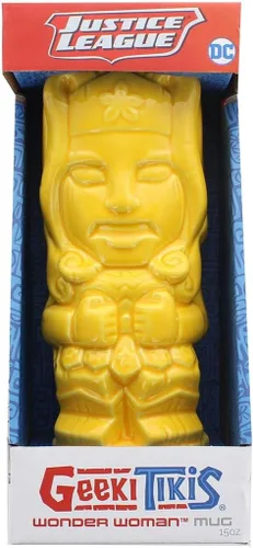 Miniatura 2 de Wonder Woman Geeki Tikis DC Comics - Taza de cerámica, color amarillo, 15 onzas