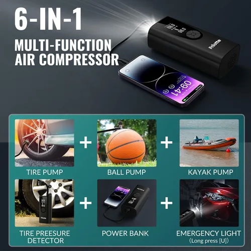 Miniatura 4 de Inflador de neumáticos, compresor de aire portátil, bomba de aire para neumáticos de automóvil, portátil, 180 PSI, inflado eléctrico 3 veces rápido