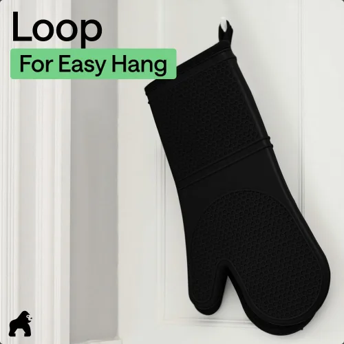 Miniatura 9 de Gorilla Grip - Juego de guantes de horno de silicona resistentes al calor extralargos, forro acolchado suave, guantes flexibles impermeables