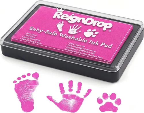 Miniatura 13 de ReignDrop Almohadilla de tinta para huella de bebé y huella de mano - Crea sellos de recuerdo impresionantes y duraderos para bebés y niños. A Azul