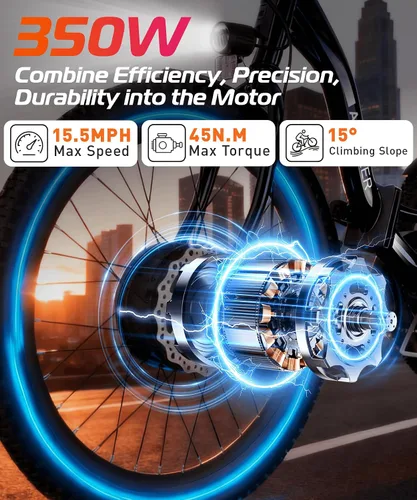 Miniatura 3 de ANCHEER Triciclo eléctrico para adultos, triciclo eléctrico plegable de pico de 600 W, bicicleta eléctrica de 24 pulgadas y 499 Wh para personas
