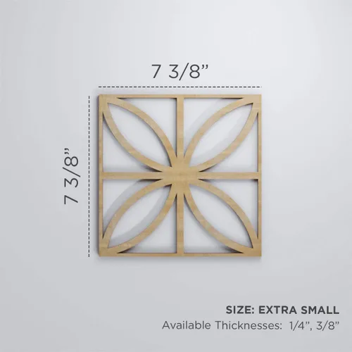 Miniatura 2 de 7 3/8"W X 7 3/8"H Extra Pequeña Swansea Decorativos Paneles De Pared De Madera Calado, Roble Rojo rojo (Red Oak)